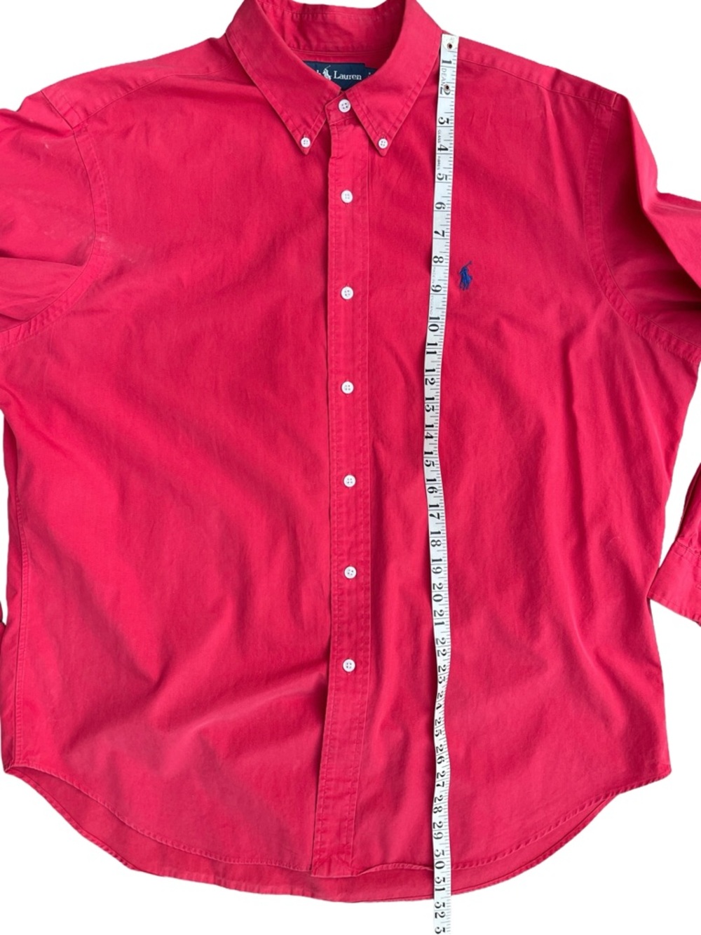 Ralph Lauren Red Long-Sleeve Button-Down Shirt with Blue Pony - Picture 7 of 7